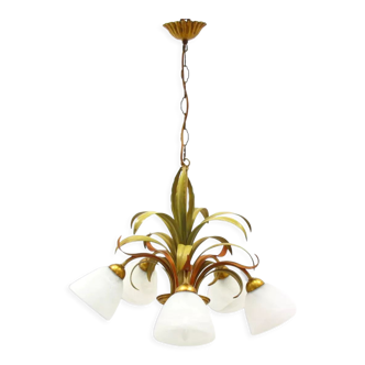 Lustre floral Hollywood Regency, années 1970