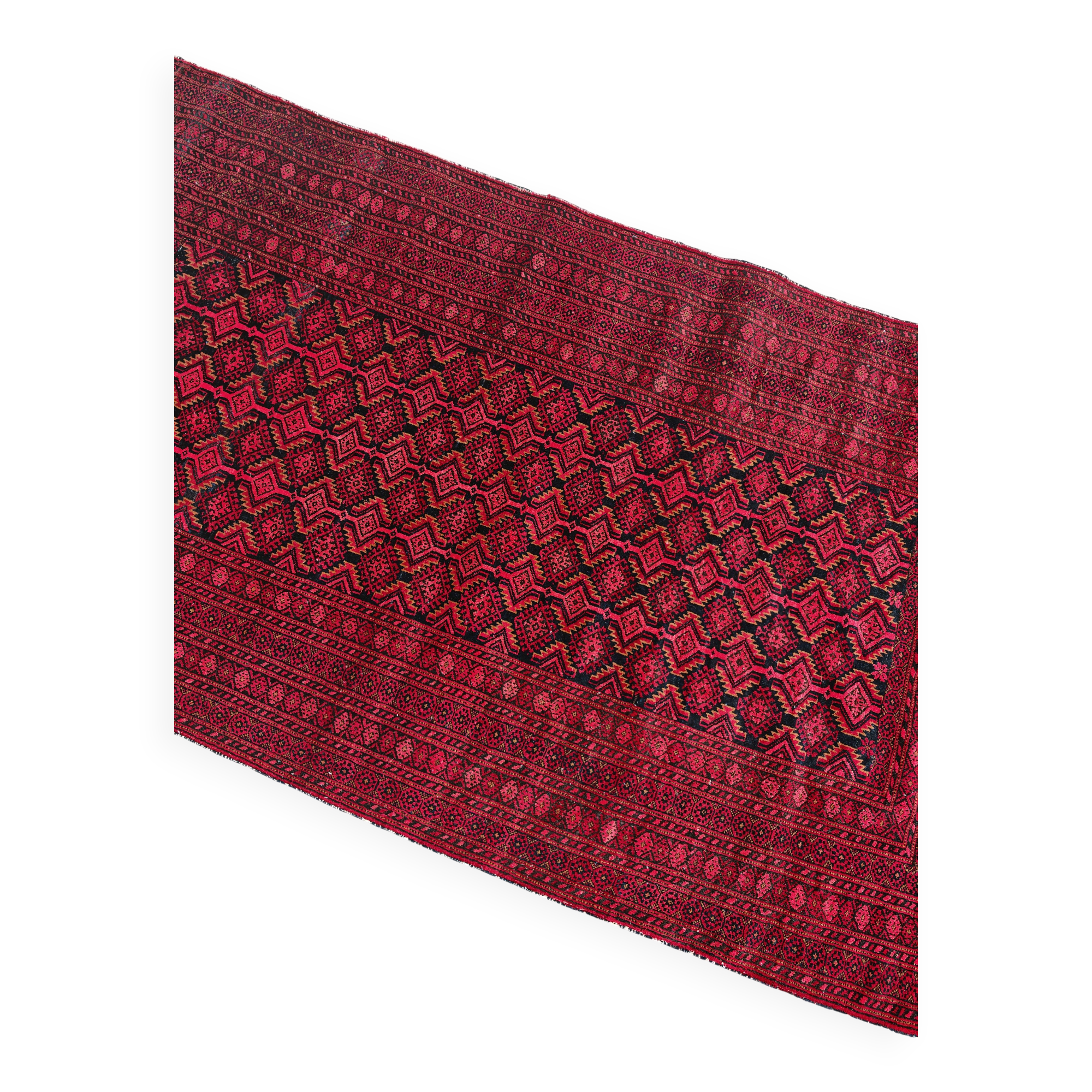 Vintage Baluch carpet handmade from natural wool, Afghanistan 1960.