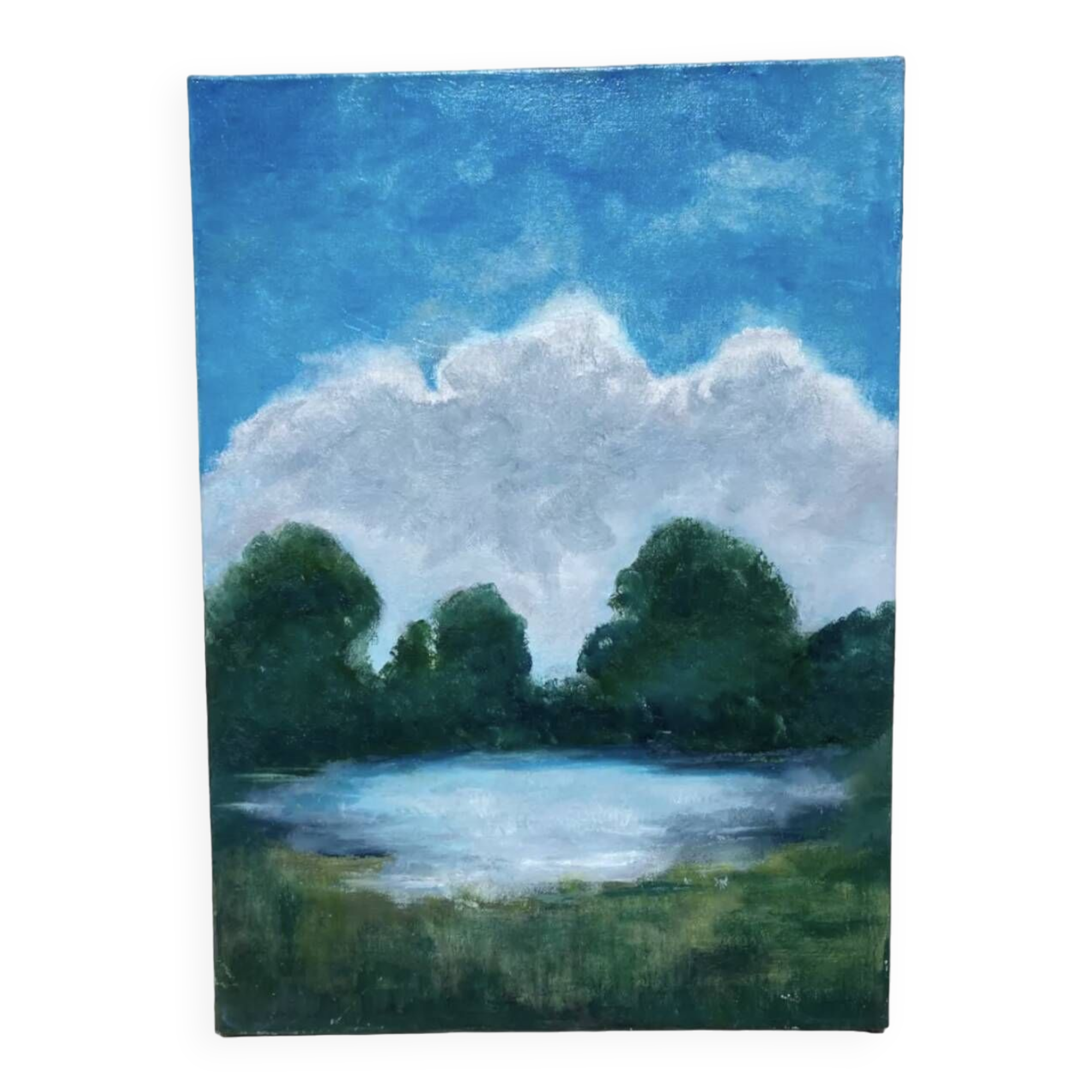 Old landscape painting / oil on canvas