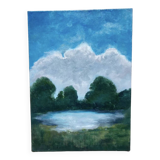 Old landscape painting / oil on canvas