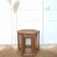 3 tables basses gigognes vintage en rotin forme hexagonale