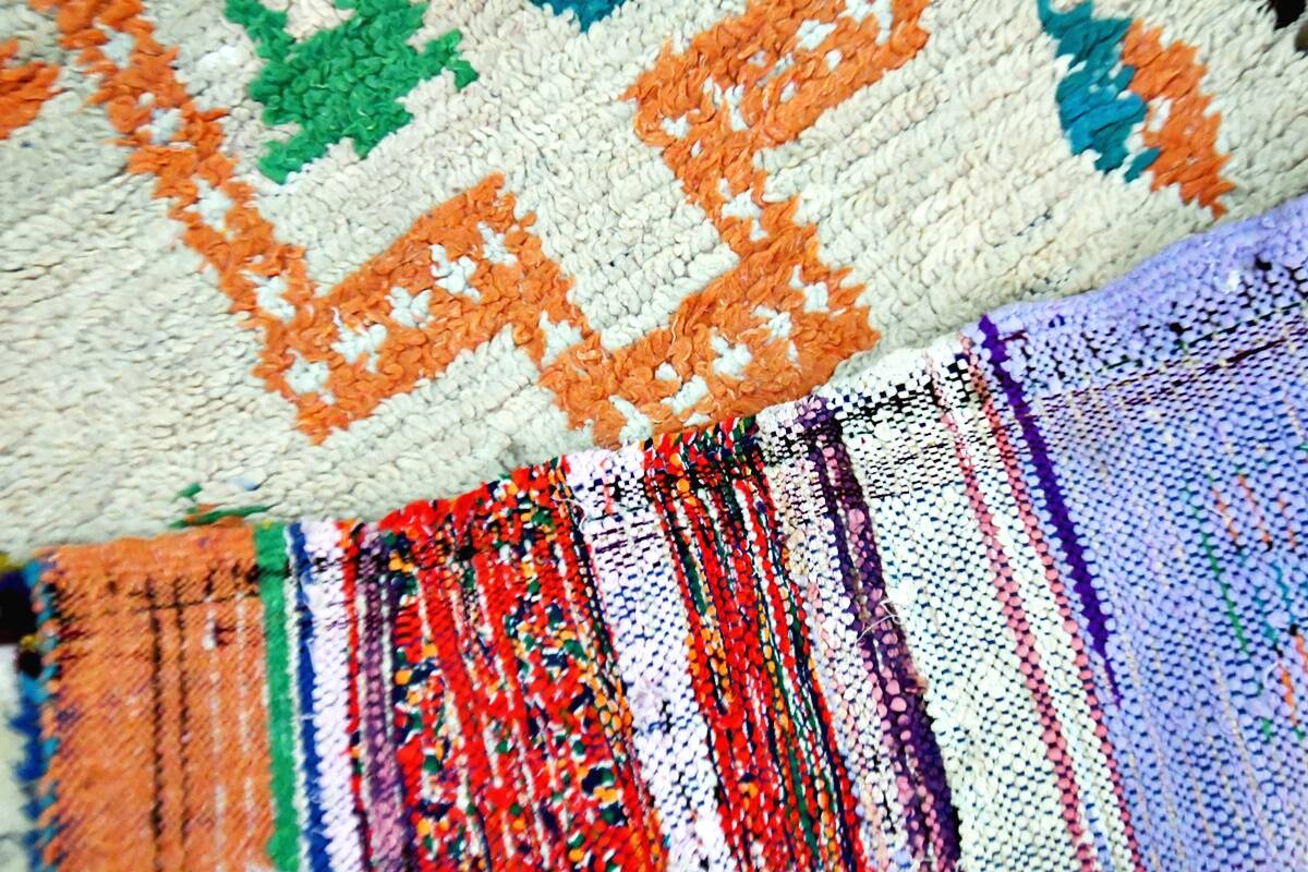 Moroccan Berber rug Boujaad vintage hallway 225 x 67 cm