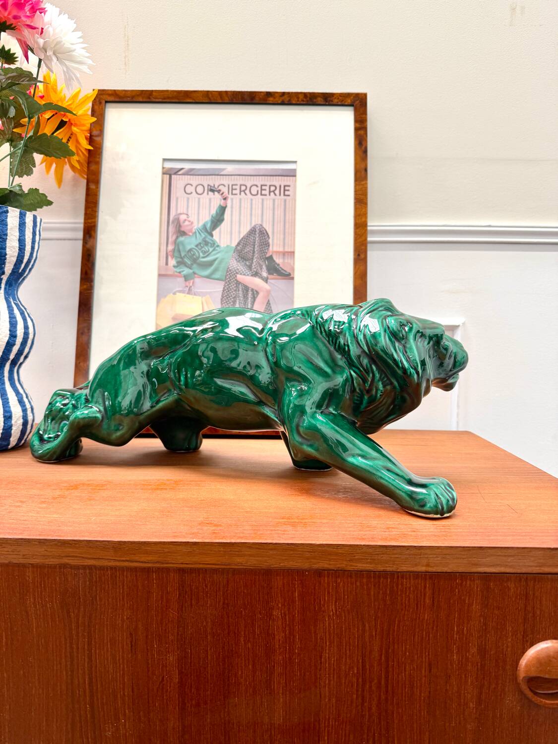 Céramique lion vert