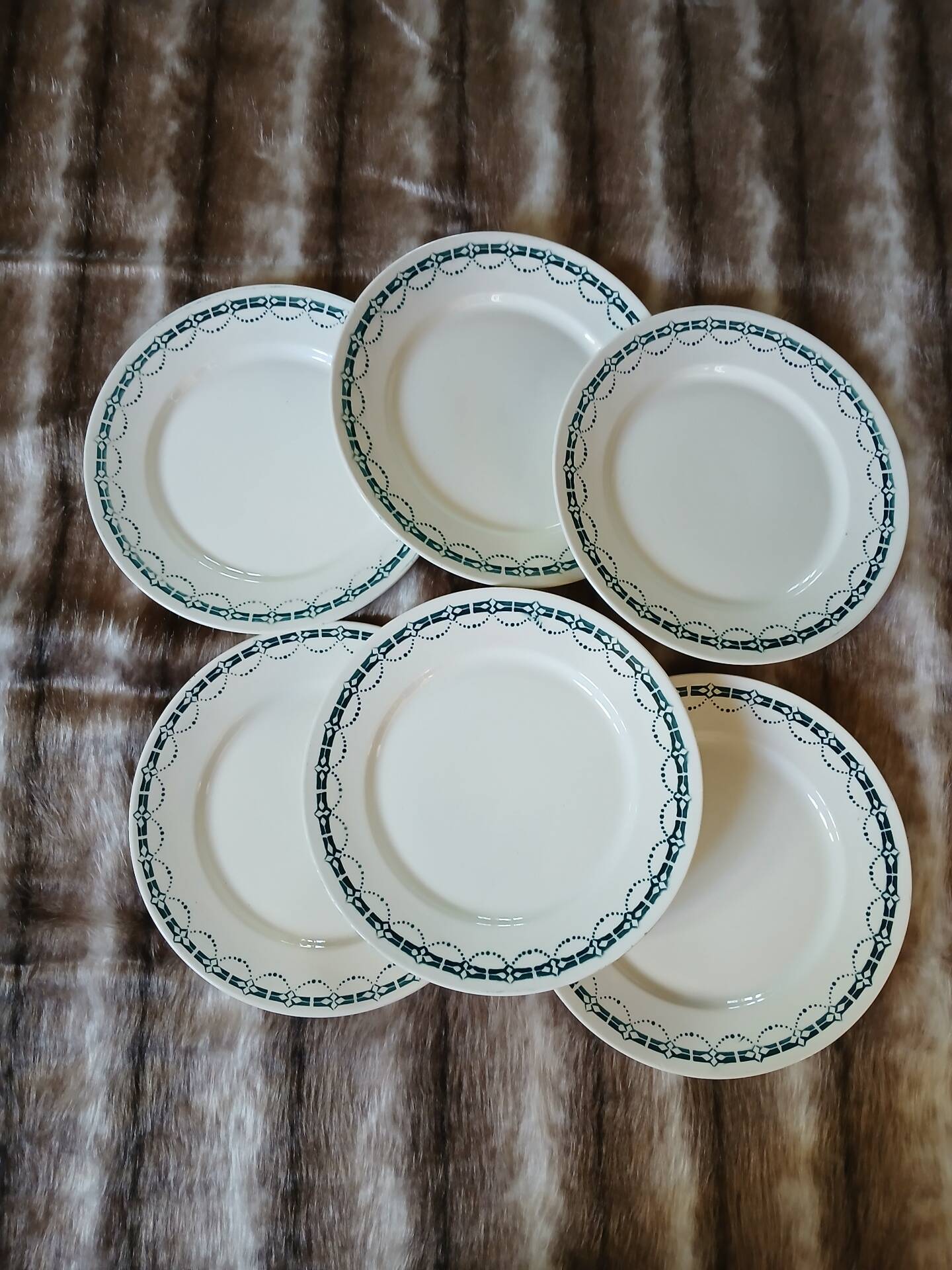 6 assiettes plates anciennes en Terre de fer