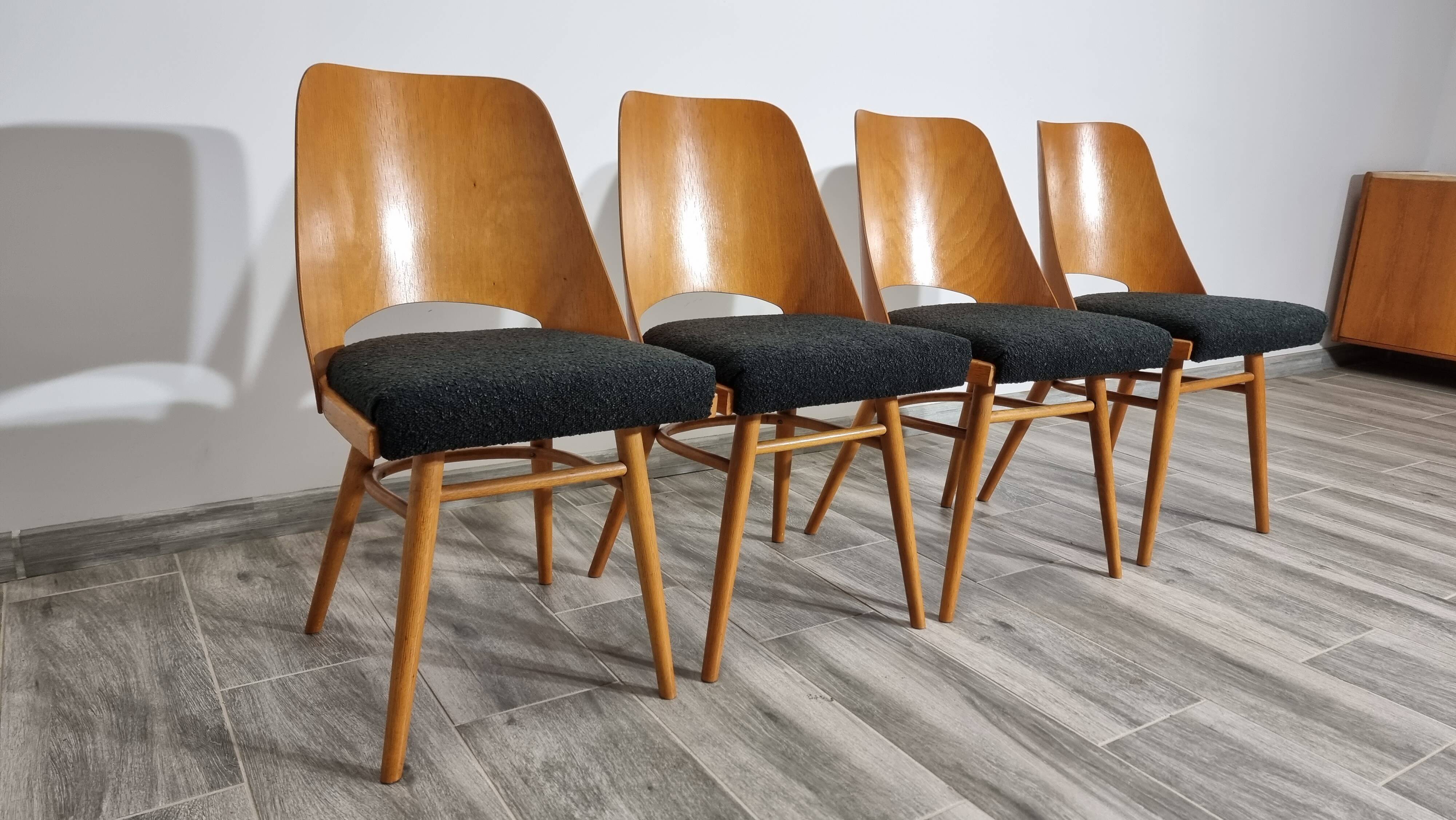 Dining Chairs by Radomir Hoffman for Ton, 1950s, Set of 4