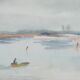 Camille COMBE: Seaside promenade, Original signed watercolor