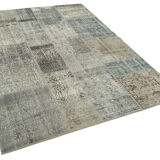 Hand-knotted anatolian contemporary 170 cm x 240 cm grey patchwork carpet