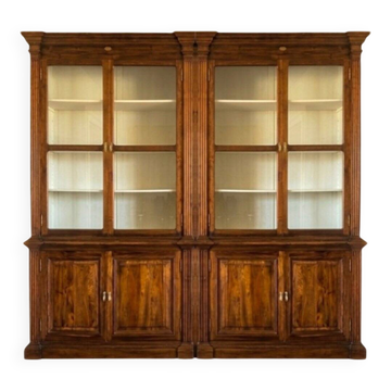 Pair of teak colonial-style bookshelves / display cabinets.