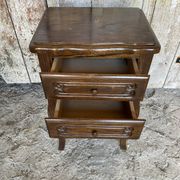 Antique Nightstand Louis XV Style Wood 2 Drawers Vintage #E294
