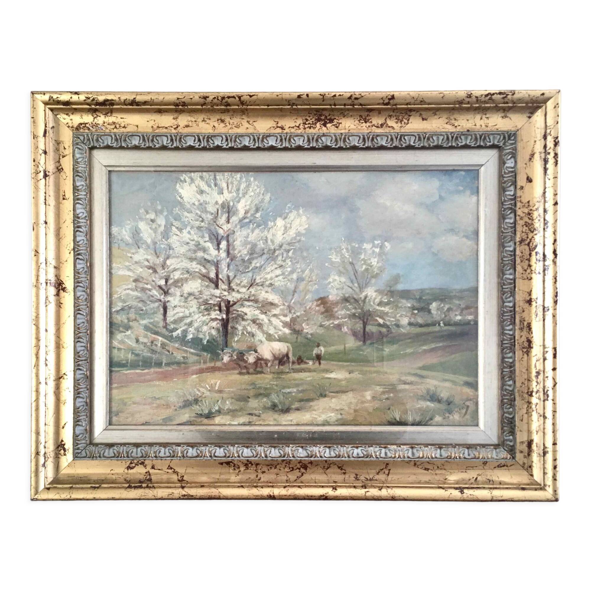 Oil painting on canvas cherry blossoms