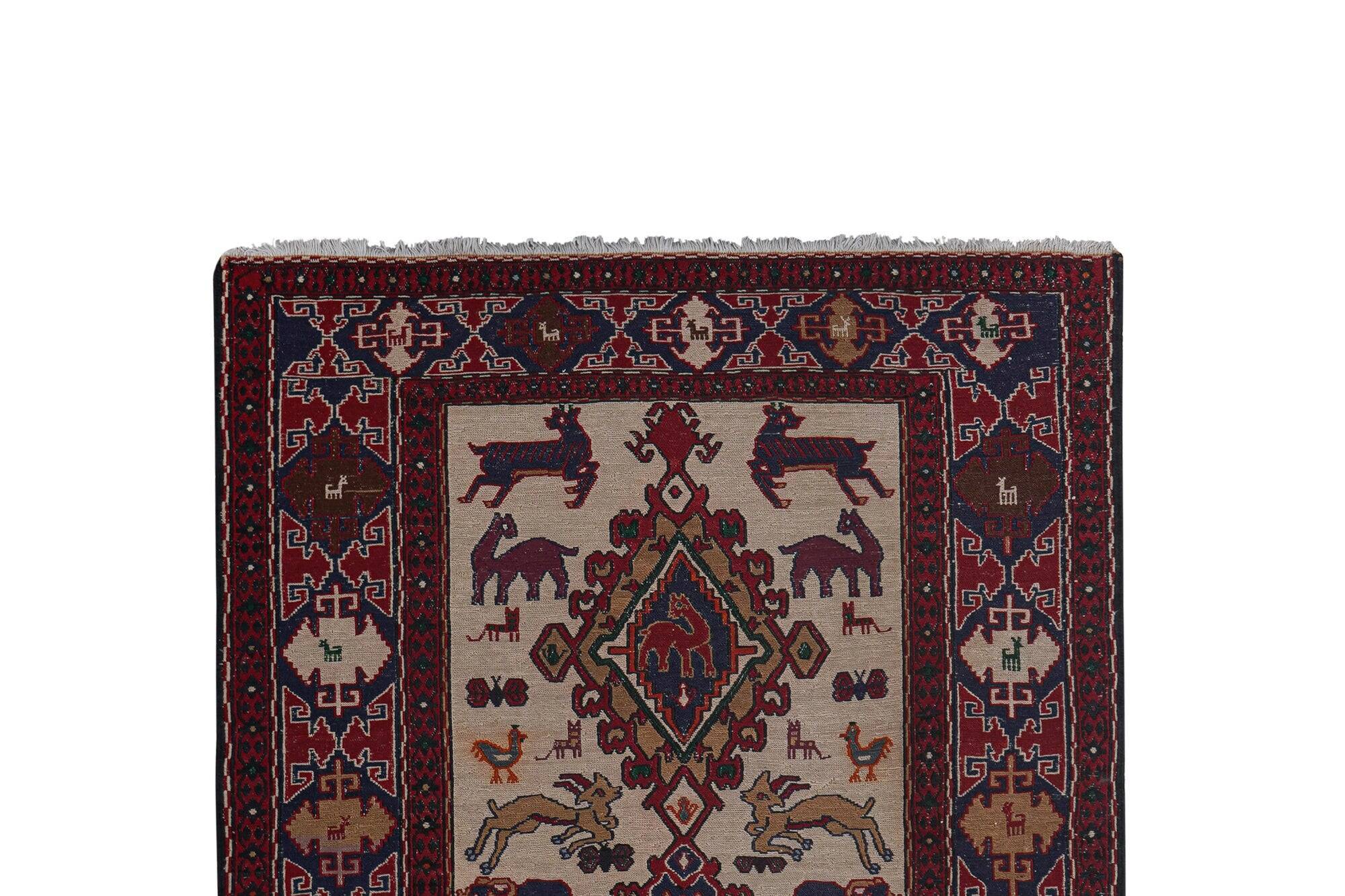 Vintage Turkish kilim handwoven 108x143 cm