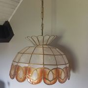 Vintage 1960s/70s mother-of-pearl pendant lampshade with collar