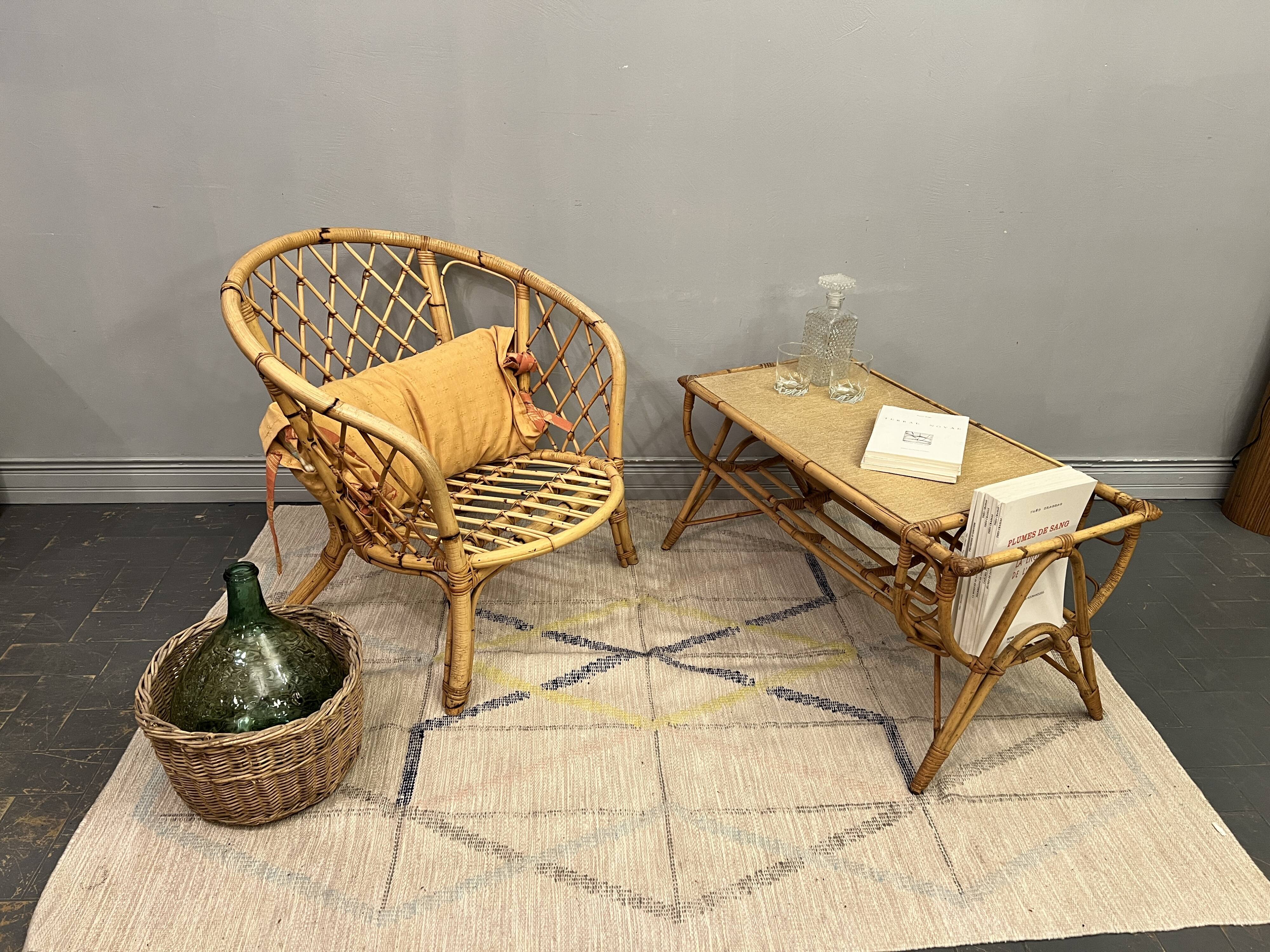 Vintage rattan coffee table