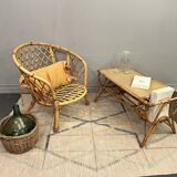 Vintage rattan coffee table