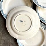 6 assiettes creuses Longchamp en terre de fer, service "Lily"