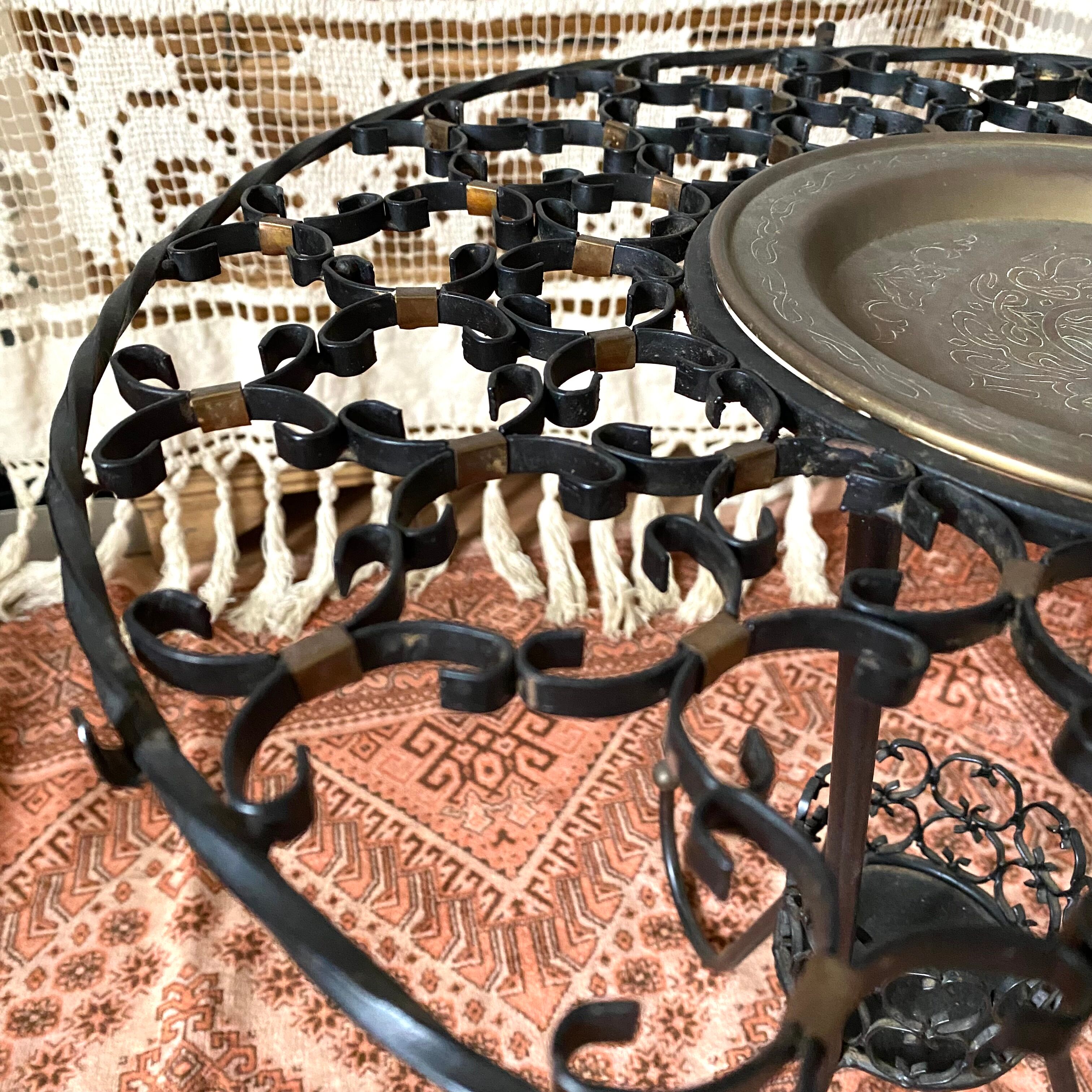 Wrought iron plant holder table from the 1950s