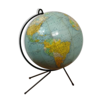 Vintage terrestrial globe tripod globe