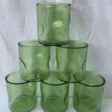 6 vintage green glasses