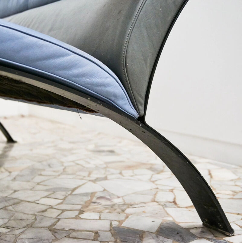 Two-seater sofa in polychrome leather and metal by Poltrona Frau