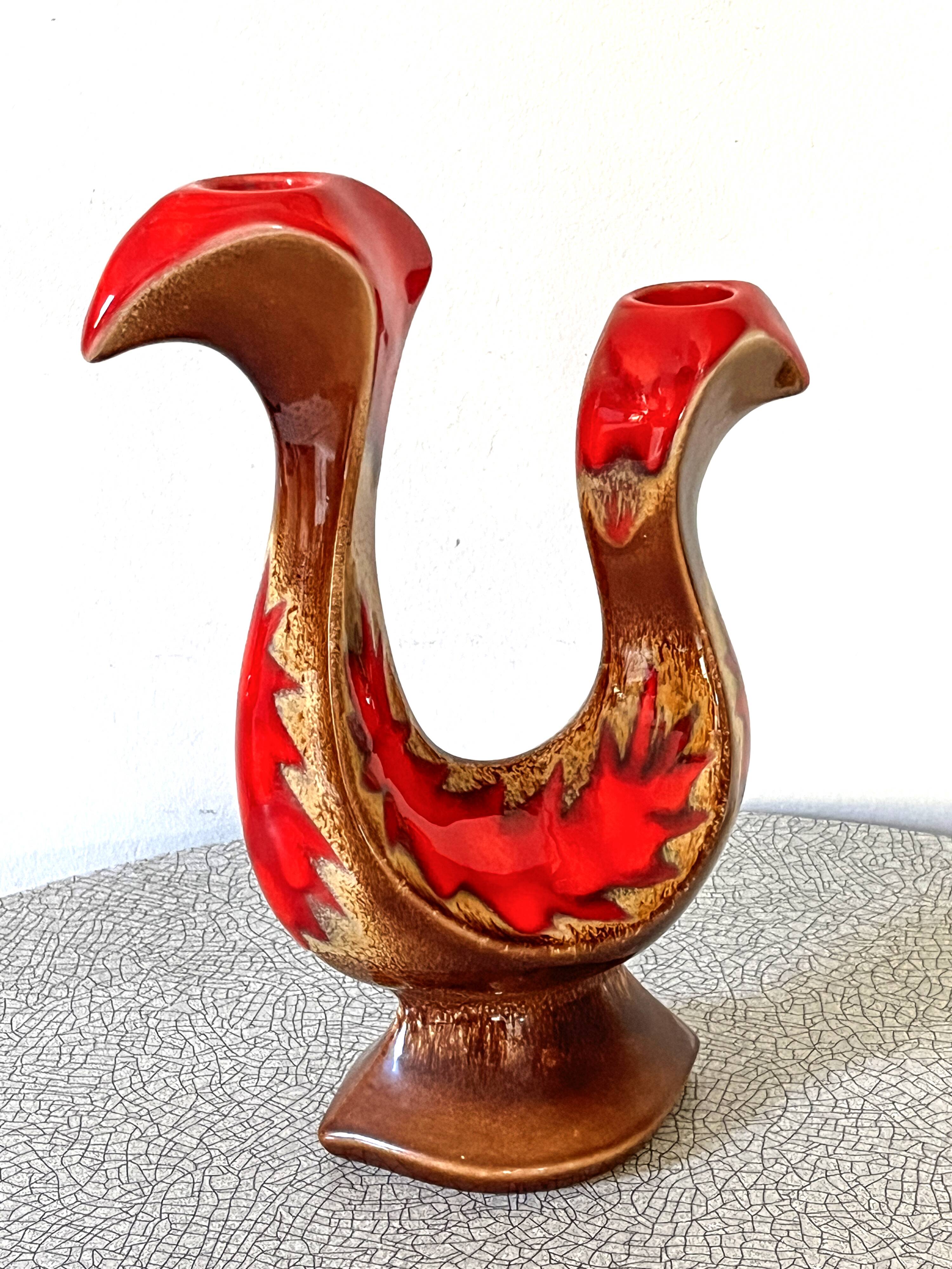 Vintage ceramic double candlestick or candle holder