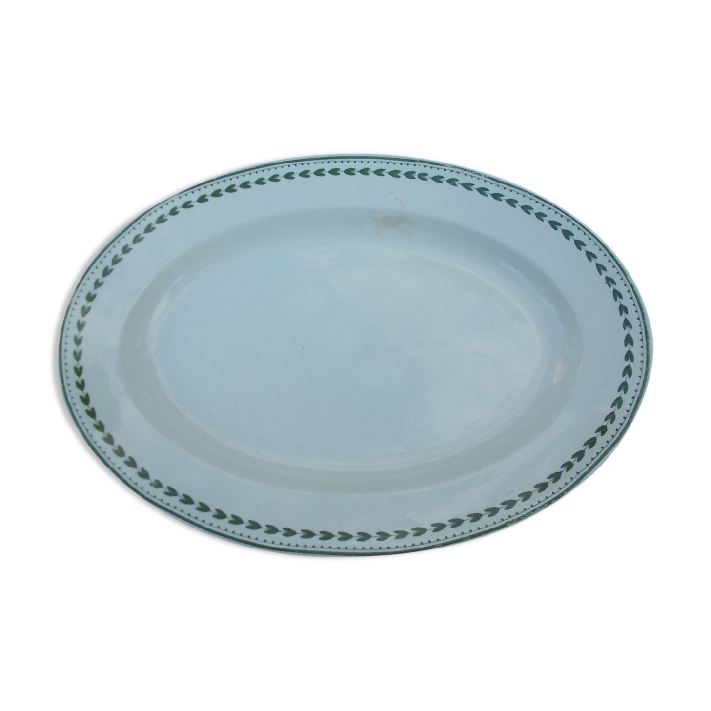 Large oval flat 27 x 37 cm faience b.f.k laurel model