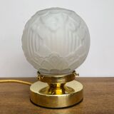 Vintage art deco globe table lamp in frosted glass