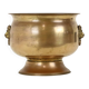Antique Brass Jardinière Plant Pot with Lion Heads, Early 20th Century