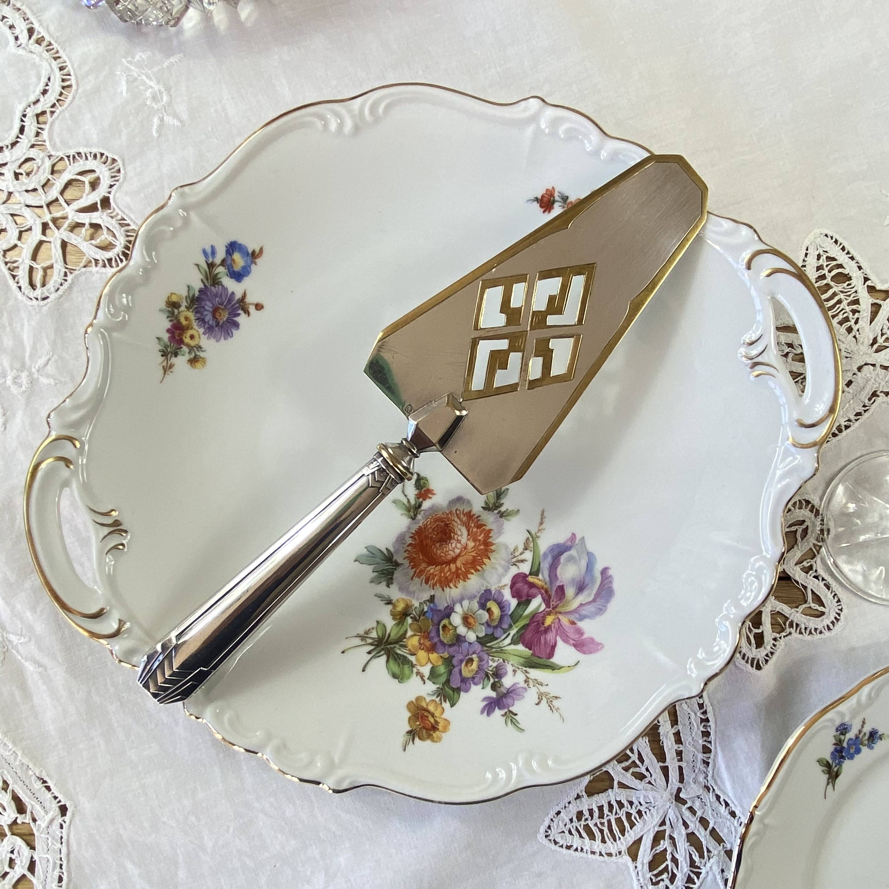 Two-tone silver-plated Art Deco cake or pie server