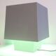 Grey metal cubic design lamp, coloured filters and Japanese signature.