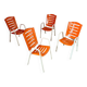 Lot de 4 chaises extérieur intérieur orange plastique et métal vintage années 70 jardin