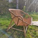 Vintage rattan bench
