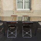 Rectangular table with chrome mirror glass 1970s vintage