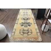 1970s Turkish Oushak Handmade Wool Cotton Orange Runner 112x374