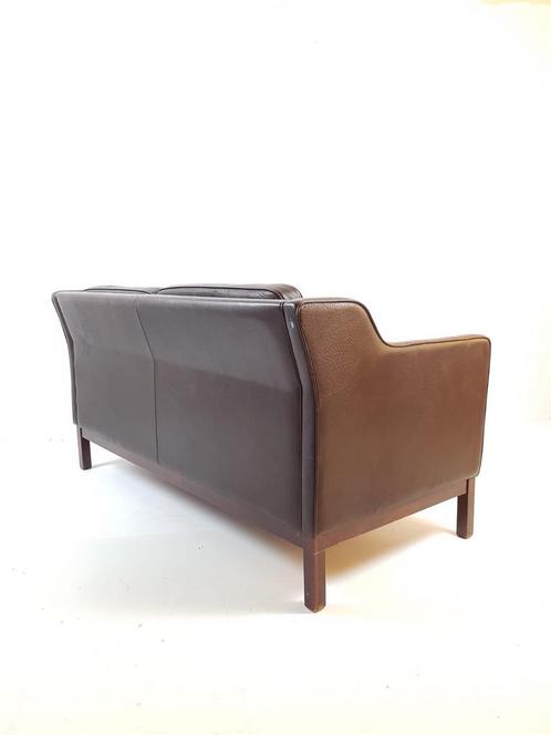 Vintage brown Danish leather sofa Mogens Hansen