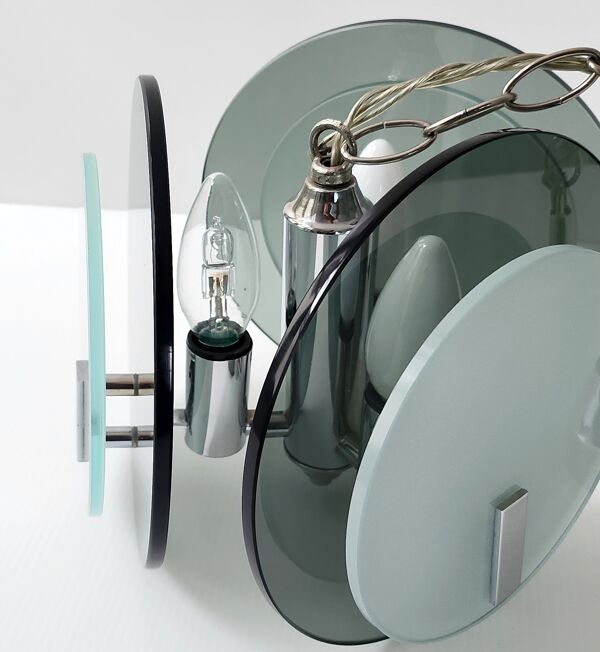 Suspension vintga space age verre & chrome