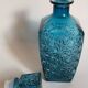 Vintage blue glass whiskey decanter