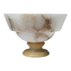 Vintage Italian alabaster footed bowl in white and beige, 1960s.