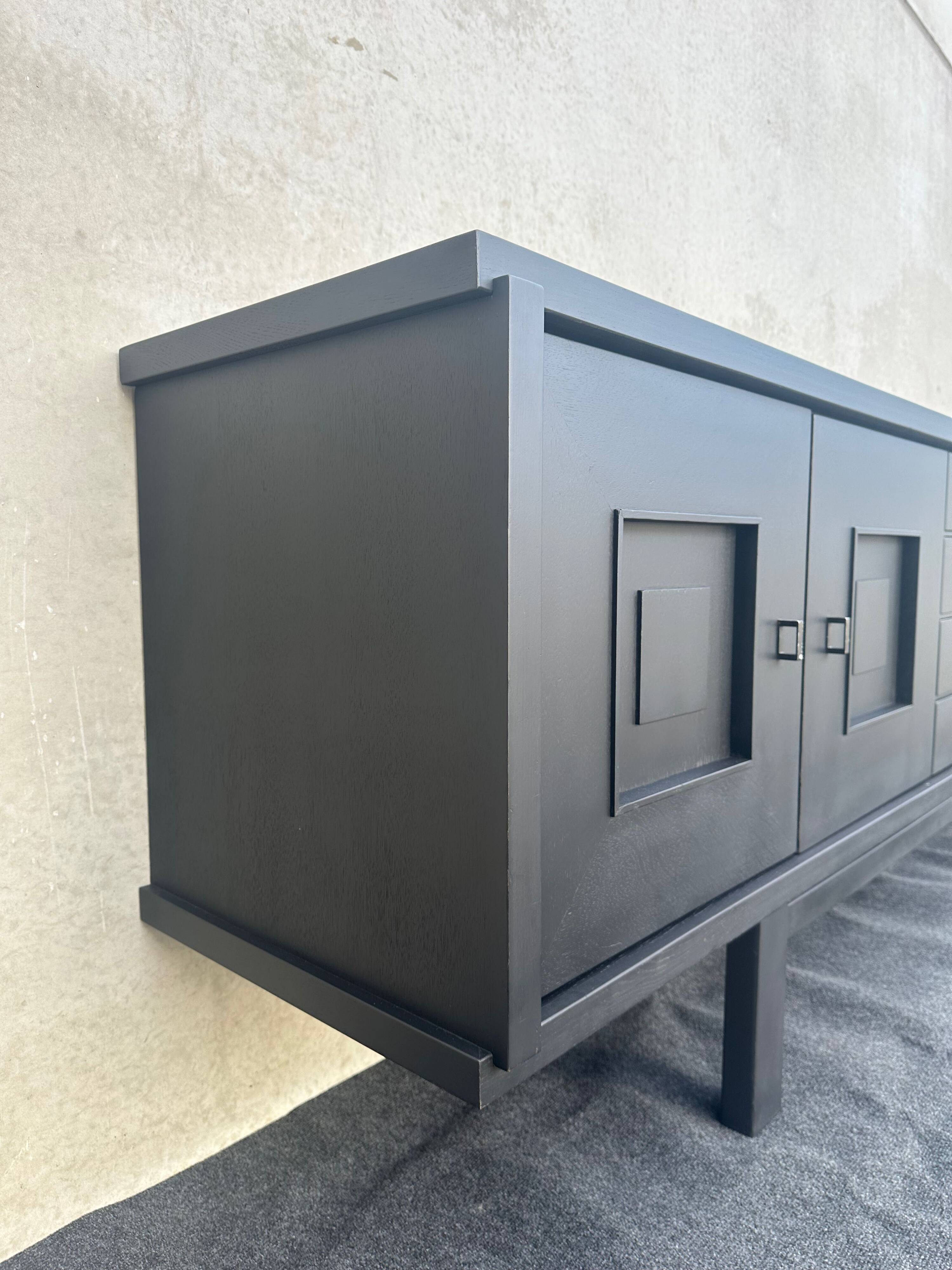 XL design black stained oak brutalist sideboard – De Coene