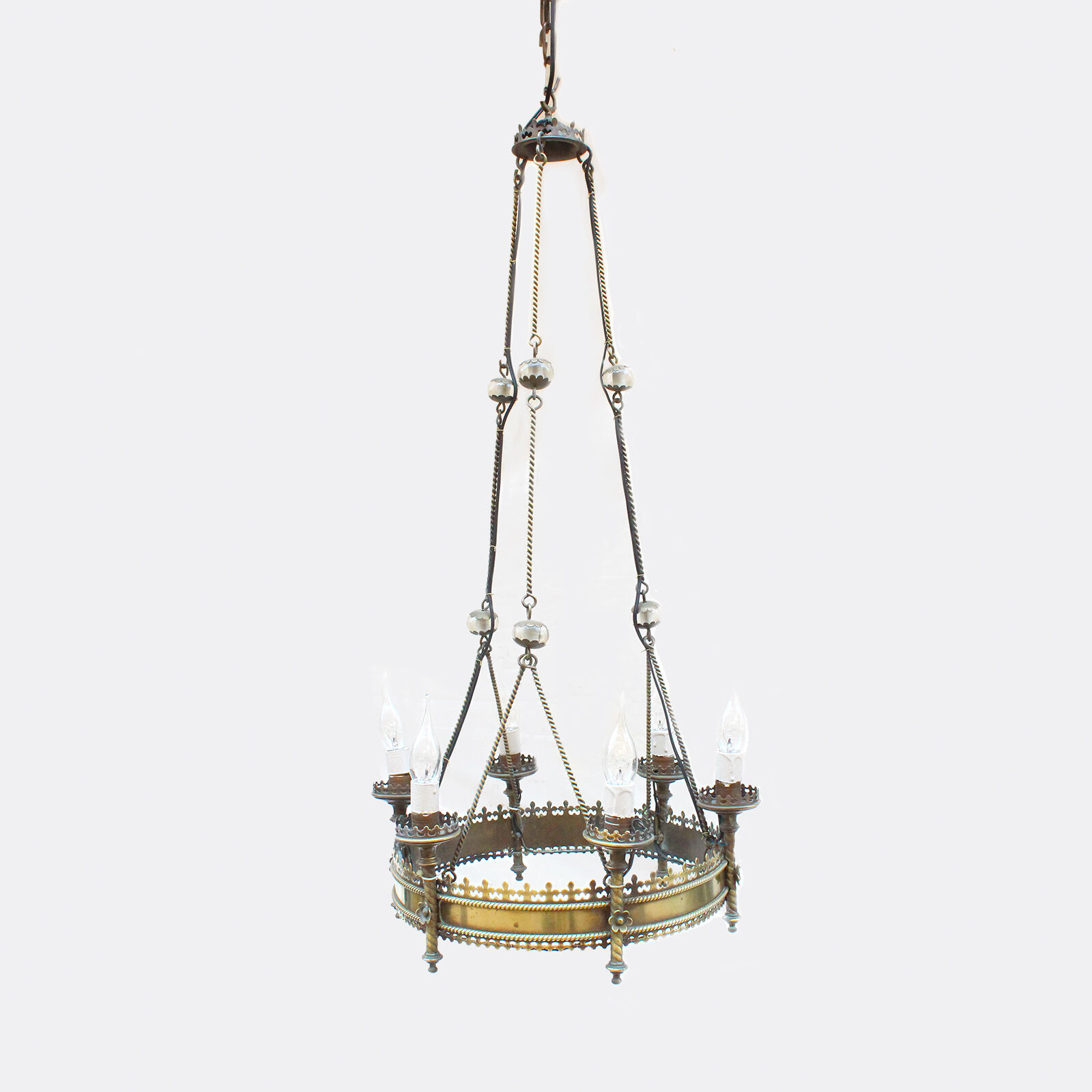 Brass gothic chandelier