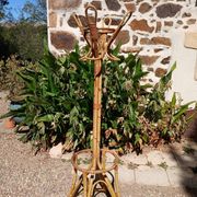 Vintage coat rack in bamboo and rattan
