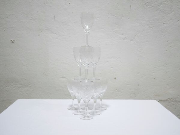 Série de 10 verres à eau vintage en cristal
