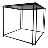 coffee table in wired metal and black smoked glass, 1970 design