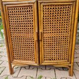 Rattan furniture and canning with vintage shelves