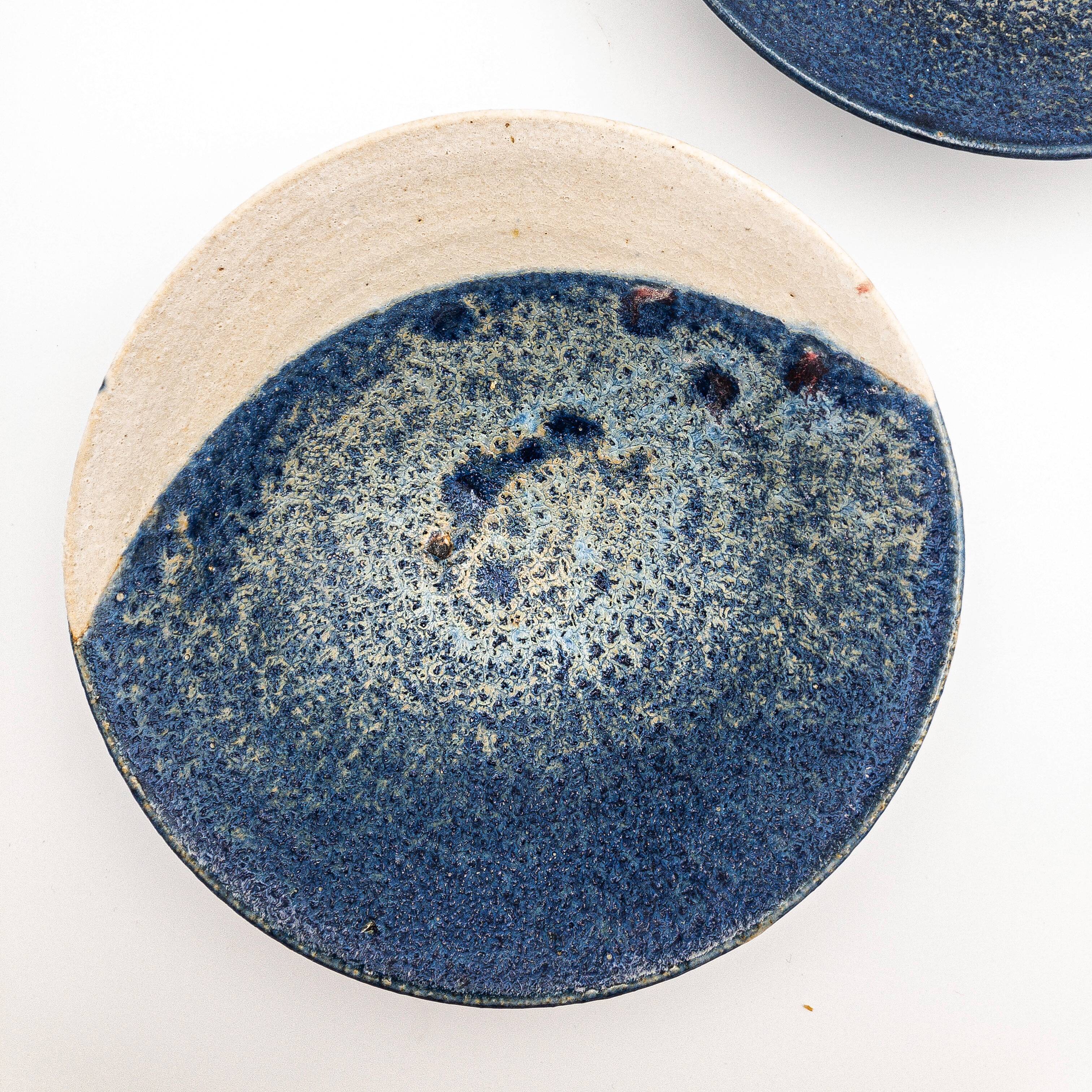 French-Japanese ceramic cups. White and red azure enamel