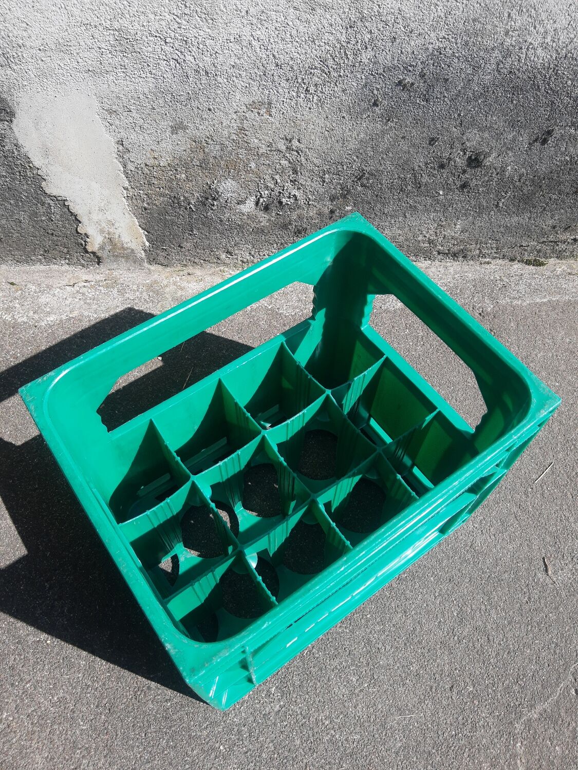 Vintage Tresch green plastic bottle box
