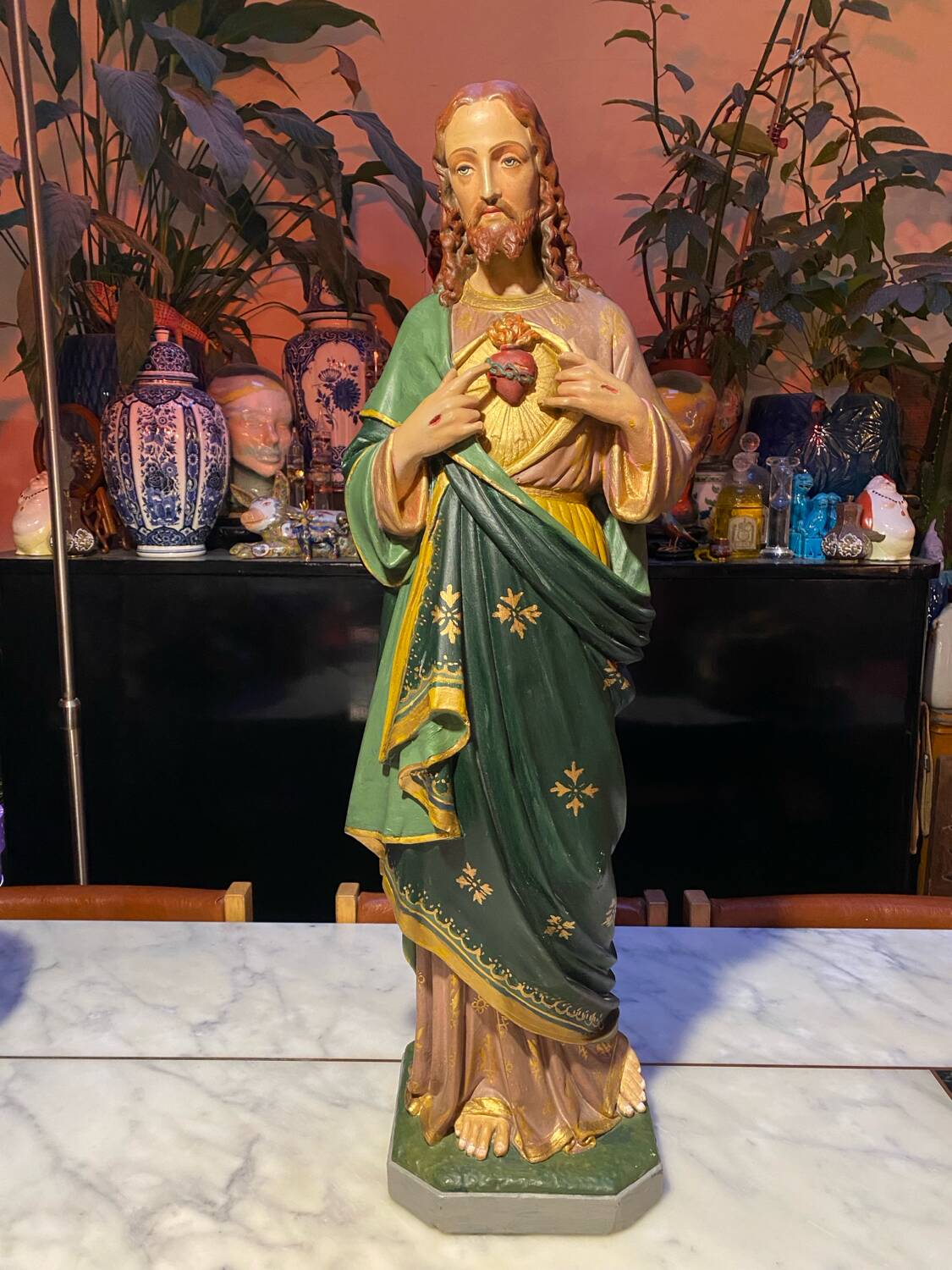 Large polychrome plaster statue of Jesus Christ