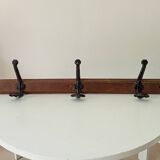 Vintage solid wood and metal wall coat rack