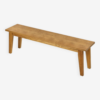 Solid oak bench, France circa 1980