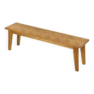 Solid oak bench, France circa 1980