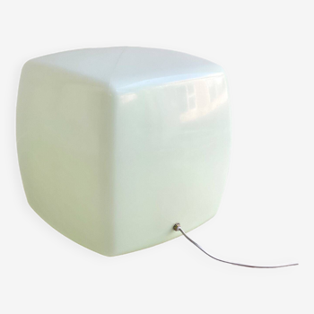 Light / pastel green acrylic vintage square side table with light / floor lamp, minimalistic design